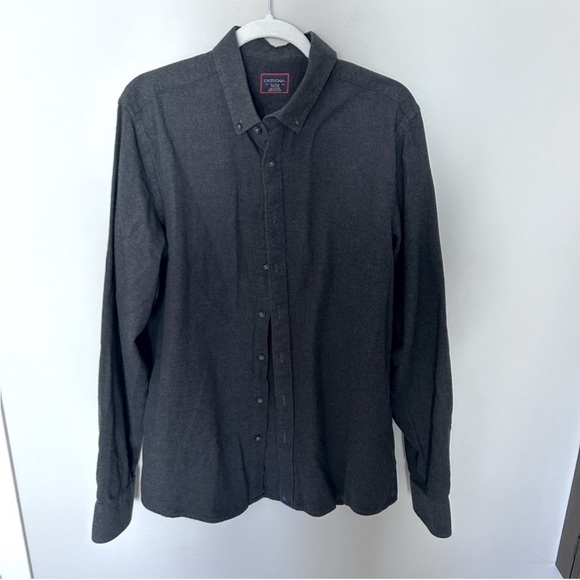 Men's UNTUCKit Costanti Dark G Dark Gray Flannel Shirt Grey Slim Fit XLarge - Picture 1 of 6